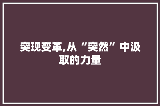 突现变革,从“突然”中汲取的力量