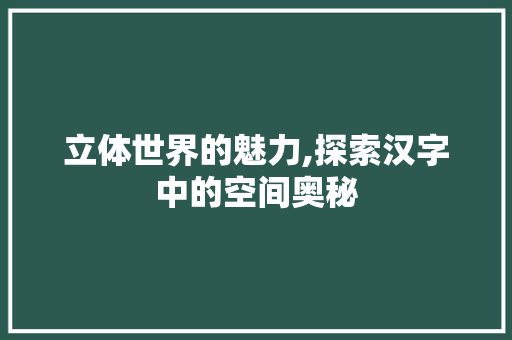 立体世界的魅力,探索汉字中的空间奥秘