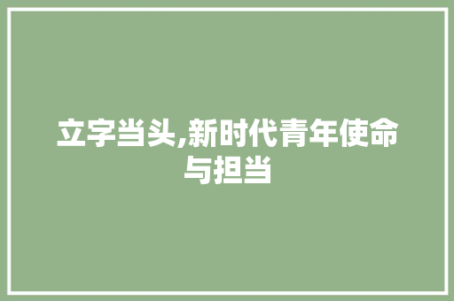 立字当头,新时代青年使命与担当