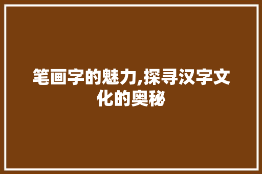 笔画字的魅力,探寻汉字文化的奥秘