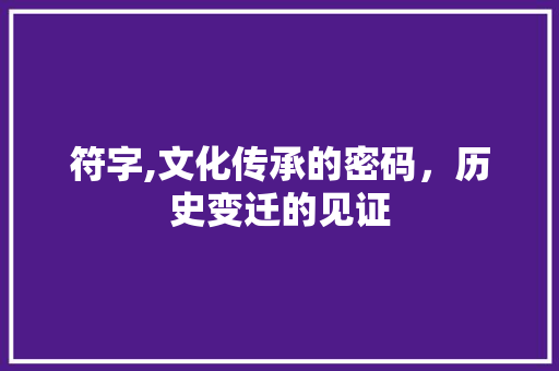 符字,文化传承的密码，历史变迁的见证