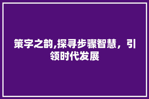 策字之韵,探寻步骤智慧，引领时代发展