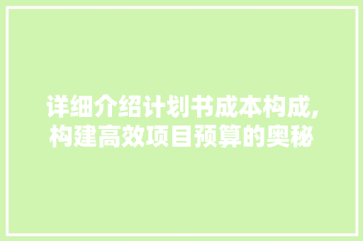 详细介绍计划书成本构成,构建高效项目预算的奥秘