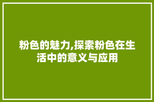 粉色的魅力,探索粉色在生活中的意义与应用