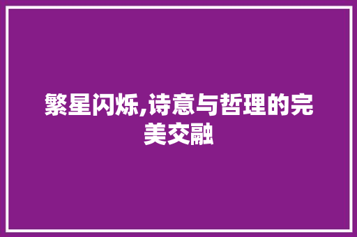 繁星闪烁,诗意与哲理的完美交融