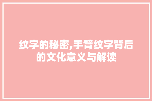 纹字的秘密,手臂纹字背后的文化意义与解读