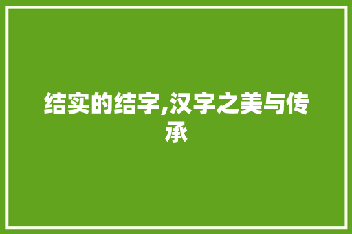 结实的结字,汉字之美与传承