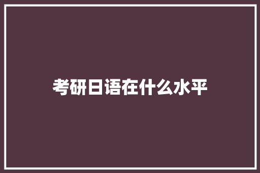 考研日语在什么水平
