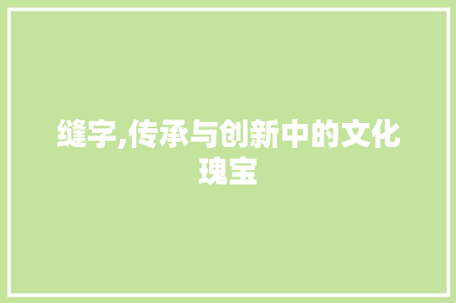 缝字,传承与创新中的文化瑰宝