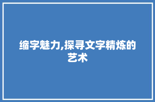 缩字魅力,探寻文字精炼的艺术