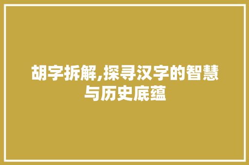 胡字拆解,探寻汉字的智慧与历史底蕴