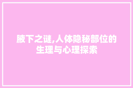 腋下之谜,人体隐秘部位的生理与心理探索