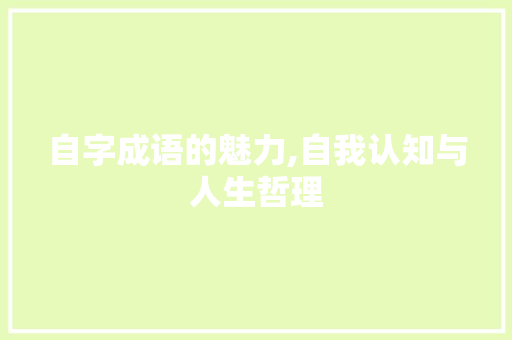 自字成语的魅力,自我认知与人生哲理