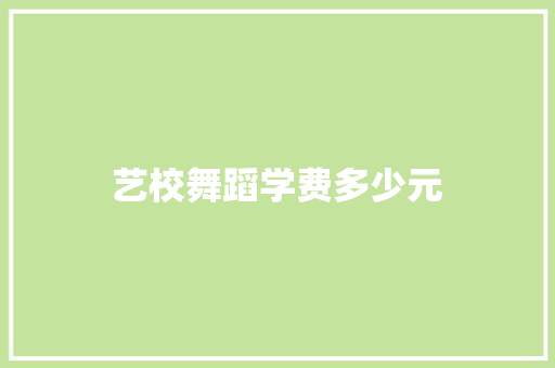 艺校舞蹈学费多少元