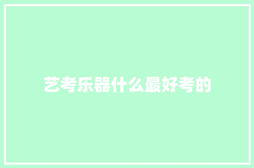 艺考乐器什么最好考的