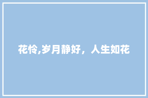 花怜,岁月静好，人生如花