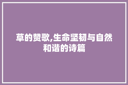 草的赞歌,生命坚韧与自然和谐的诗篇