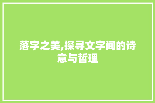 落字之美,探寻文字间的诗意与哲理