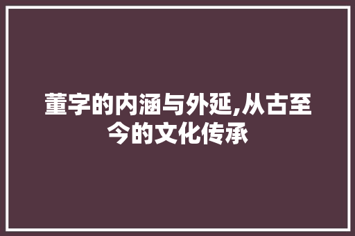 董字的内涵与外延,从古至今的文化传承