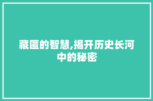藏匿的智慧,揭开历史长河中的秘密