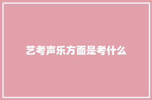 艺考声乐方面是考什么