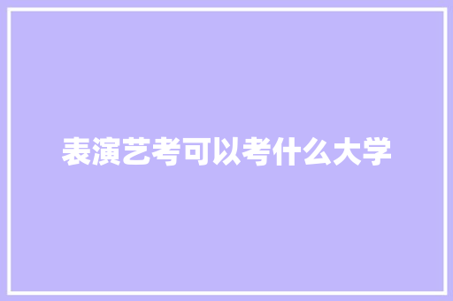 表演艺考可以考什么大学