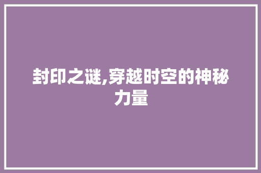 封印之谜,穿越时空的神秘力量