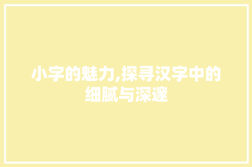 小字的魅力,探寻汉字中的细腻与深邃