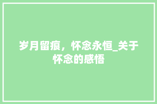 岁月留痕，怀念永恒_关于怀念的感悟
