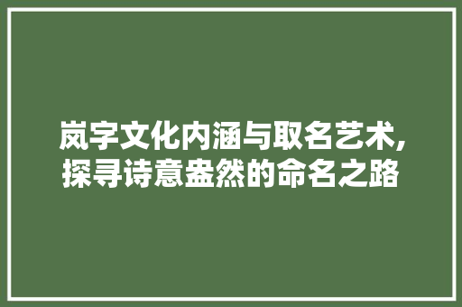 岚字文化内涵与取名艺术,探寻诗意盎然的命名之路