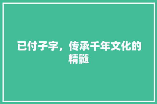 已付子字，传承千年文化的精髓