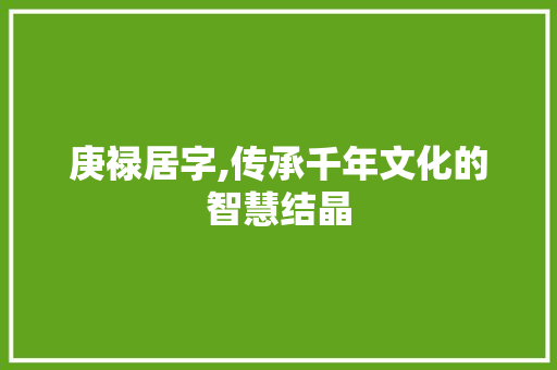 庚禄居字,传承千年文化的智慧结晶