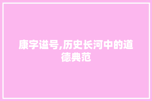 康字谥号,历史长河中的道德典范
