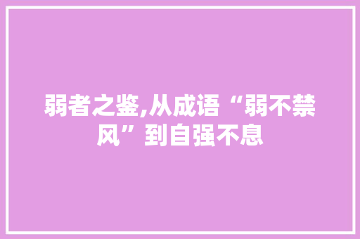 弱者之鉴,从成语“弱不禁风”到自强不息