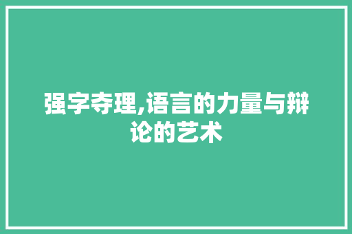 强字夺理,语言的力量与辩论的艺术
