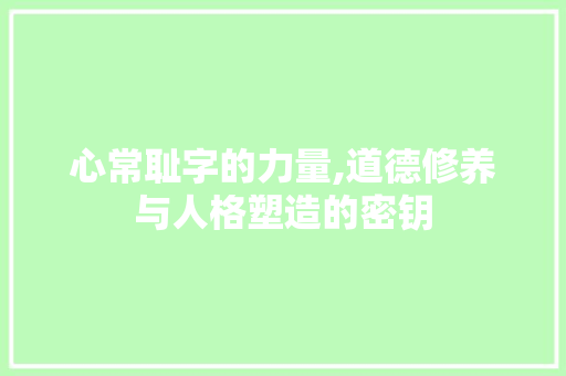 心常耻字的力量,道德修养与人格塑造的密钥