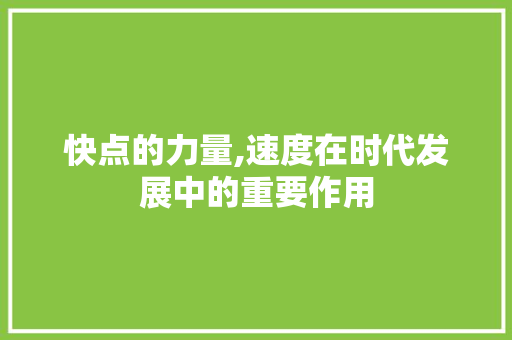 快点的力量,速度在时代发展中的重要作用 范文参考