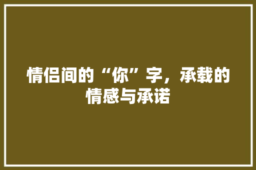 情侣间的“你”字，承载的情感与承诺