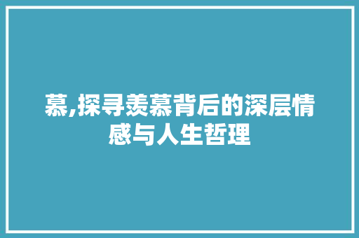 慕,探寻羡慕背后的深层情感与人生哲理