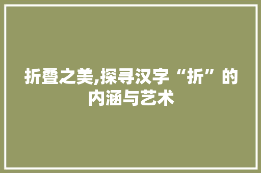折叠之美,探寻汉字“折”的内涵与艺术