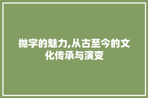 抛字的魅力,从古至今的文化传承与演变