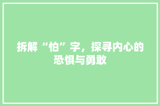 拆解“怕”字，探寻内心的恐惧与勇敢