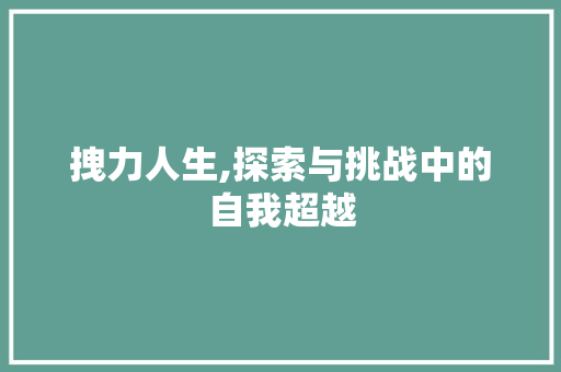 拽力人生,探索与挑战中的自我超越