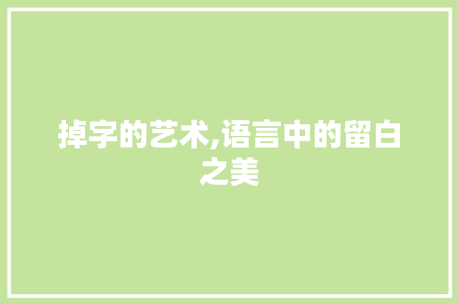 掉字的艺术,语言中的留白之美