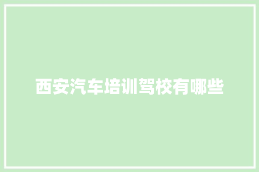 西安汽车培训驾校有哪些