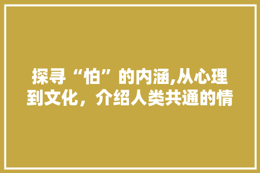 探寻“怕”的内涵,从心理到文化，介绍人类共通的情感体验 优秀范文