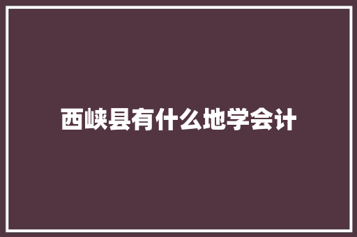 西峡县有什么地学会计