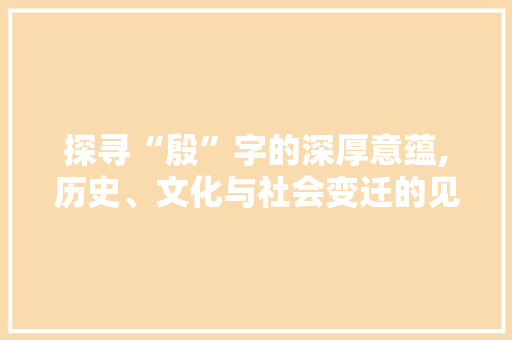 探寻“殷”字的深厚意蕴,历史、文化与社会变迁的见证
