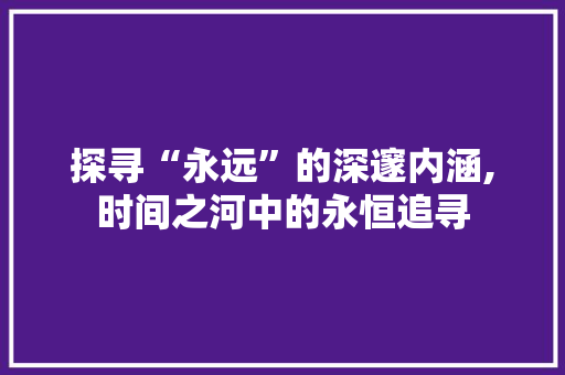探寻“永远”的深邃内涵,时间之河中的永恒追寻 职场应用