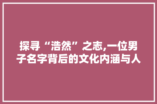 探寻“浩然”之志,一位男子名字背后的文化内涵与人生哲理